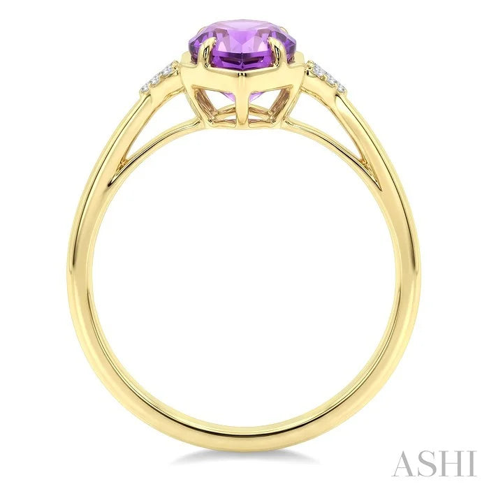 Evoque Gemstone Hexagon Shape & Diamond Ring