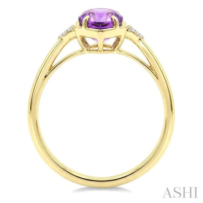 Evoque Gemstone Hexagon Shape & Diamond Ring
