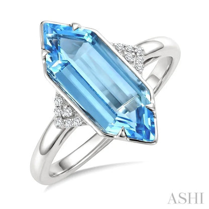 Evoque Gemstone Hexagon Shape & Diamond Ring