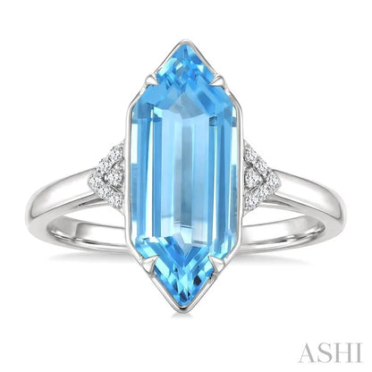 Evoque Gemstone Hexagon Shape & Diamond Ring