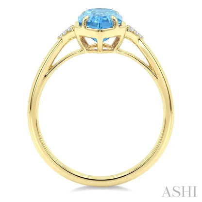 Evoque Gemstone Hexagon Shape & Diamond Ring