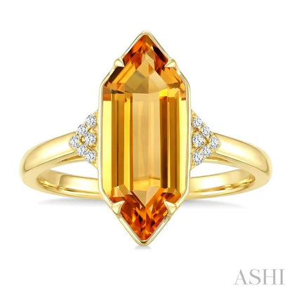 Evoque Gemstone Hexagon Shape & Diamond Ring