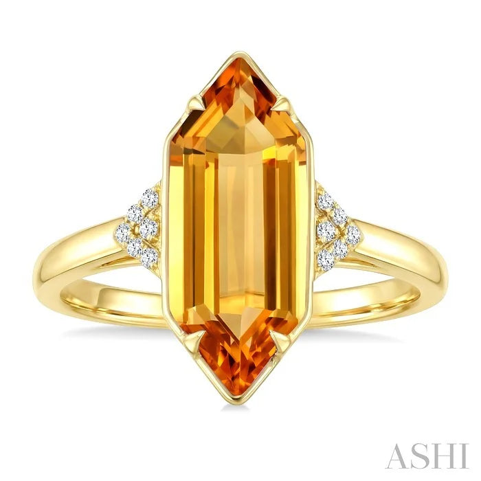 Evoque Gemstone Hexagon Shape & Diamond Ring
