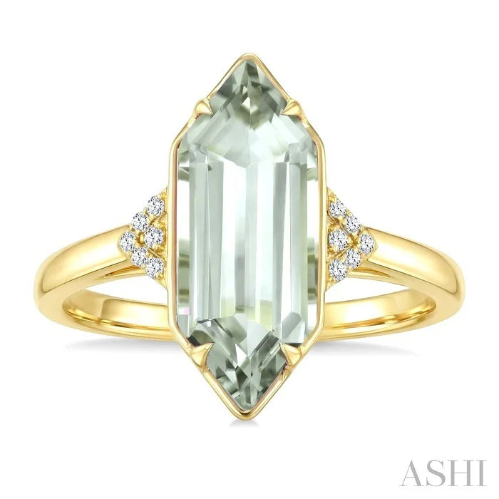 Evoque Gemstone Hexagon Shape & Diamond Ring