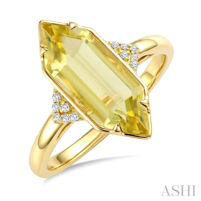 Evoque Gemstone Hexagon Shape & Diamond Ring