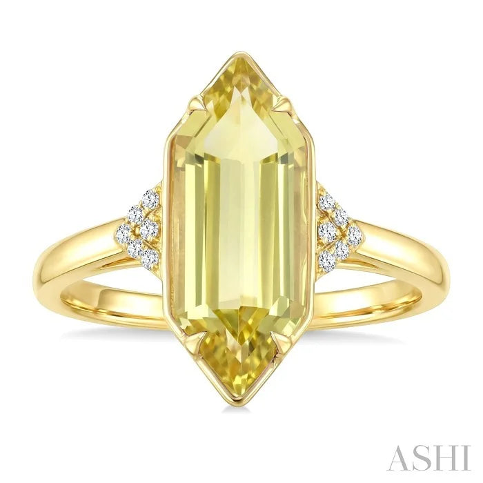Evoque Gemstone Hexagon Shape & Diamond Ring