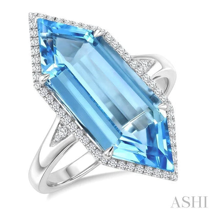 Evoque Gemstone Hexagon Shape & Halo Diamond Ring