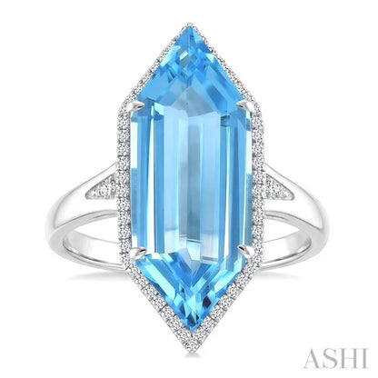 Evoque Gemstone Hexagon Shape & Halo Diamond Ring