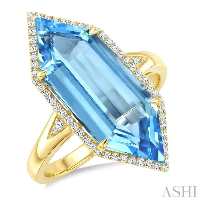 Evoque Gemstone Hexagon Shape & Halo Diamond Ring