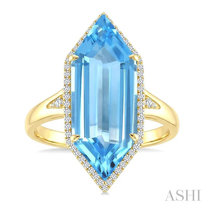 Evoque Gemstone Hexagon Shape & Halo Diamond Ring