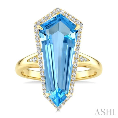 Evoque Gemstone Shield Shape & Halo Diamond Ring
