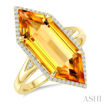 Evoque Gemstone Hexagon Shape & Halo Diamond Ring