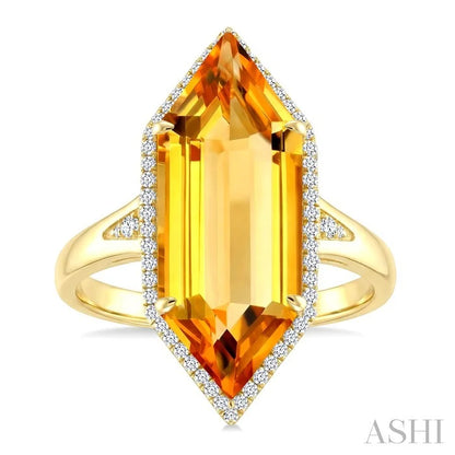 Evoque Gemstone Hexagon Shape & Halo Diamond Ring