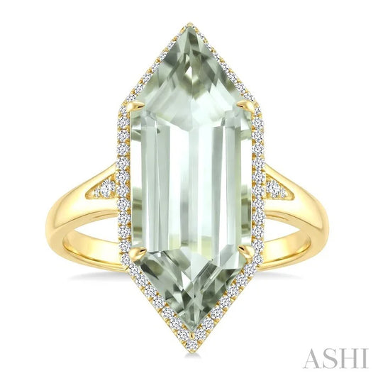 Evoque Gemstone Hexagon Shape & Halo Diamond Ring