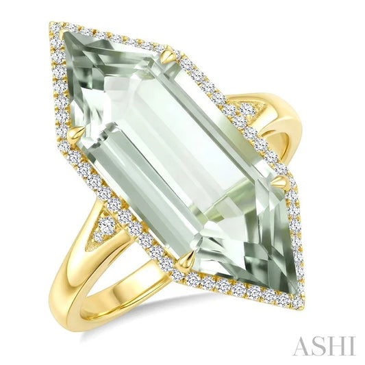 Evoque Gemstone Hexagon Shape & Halo Diamond Ring