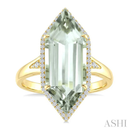 Evoque Gemstone Hexagon Shape & Halo Diamond Ring