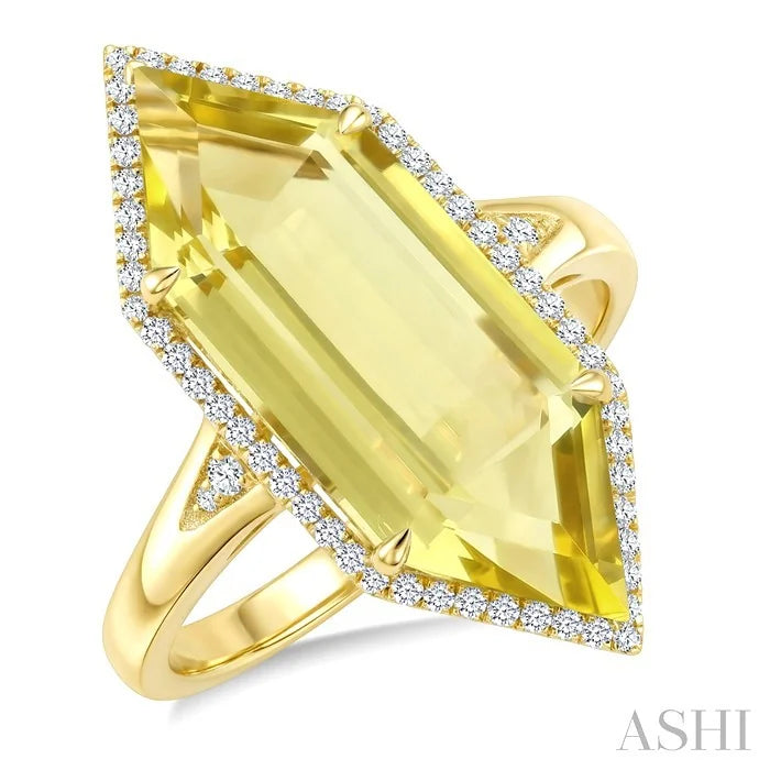 Evoque Gemstone Hexagon Shape & Halo Diamond Ring