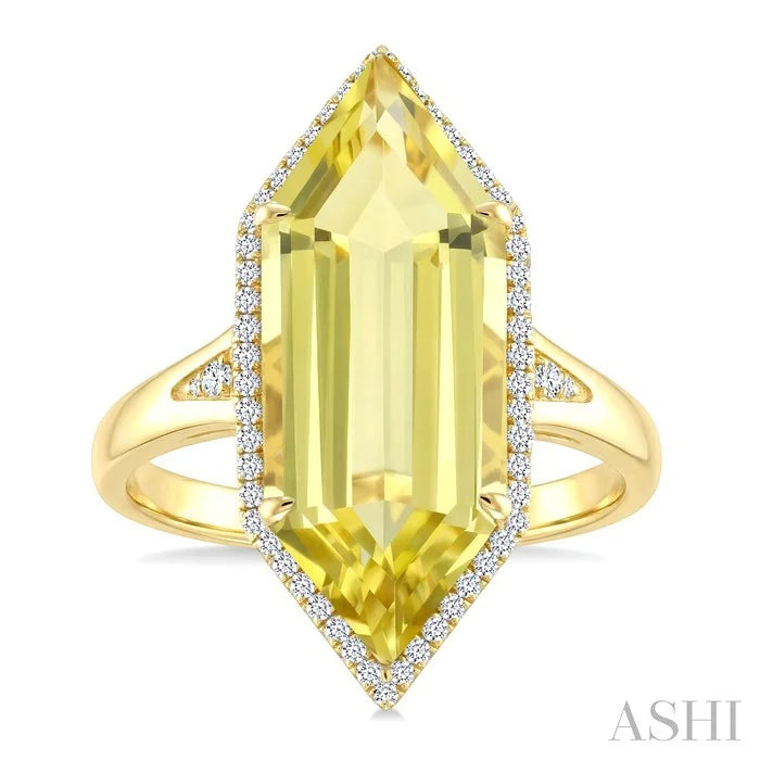 Evoque Gemstone Hexagon Shape & Halo Diamond Ring