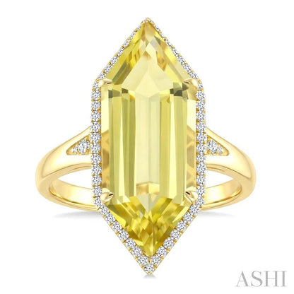 Evoque Gemstone Hexagon Shape & Halo Diamond Ring