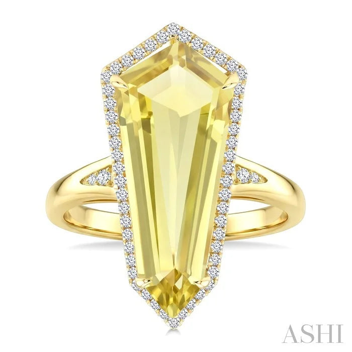 Evoque Gemstone Shield Shape & Halo Diamond Ring