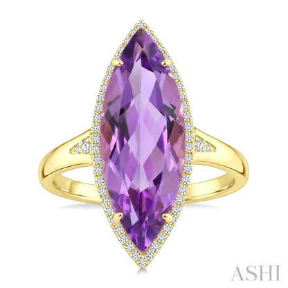 Evoque Gemstone Marquise Shape & Halo Diamond Ring