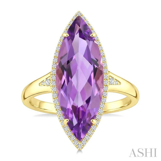 Evoque Gemstone Marquise Shape & Halo Diamond Ring