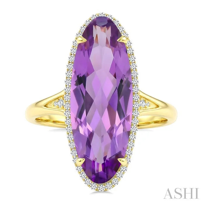 Evoque Gemstone Oval Shape & Halo Diamond Ring