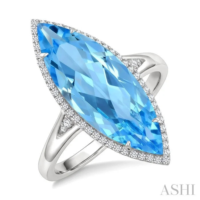 Evoque Gemstone Marquise Shape & Halo Diamond Ring