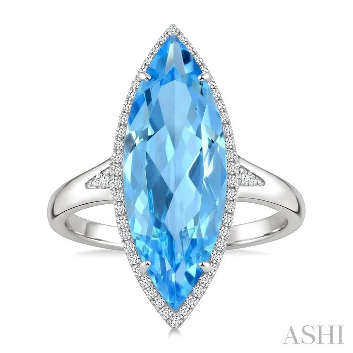Evoque Gemstone Marquise Shape & Halo Diamond Ring