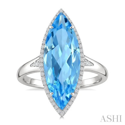 Evoque Gemstone Marquise Shape & Halo Diamond Ring