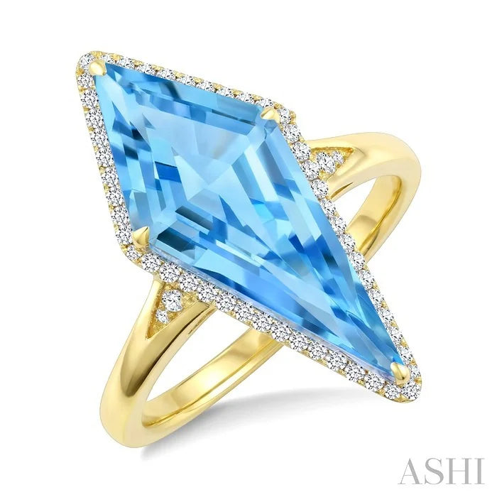 Evoque Gemstone Kite Shape & Halo Diamond Ring