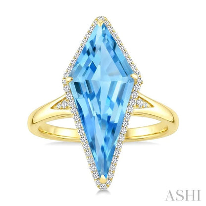 Evoque Gemstone Kite Shape & Halo Diamond Ring