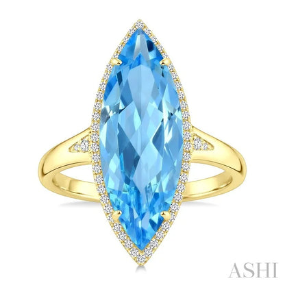 Evoque Gemstone Marquise Shape & Halo Diamond Ring