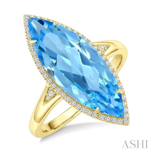 Evoque Gemstone Marquise Shape & Halo Diamond Ring