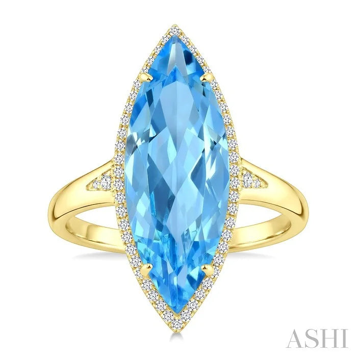 Evoque Gemstone Marquise Shape & Halo Diamond Ring