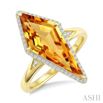 Evoque Gemstone Kite Shape & Halo Diamond Ring