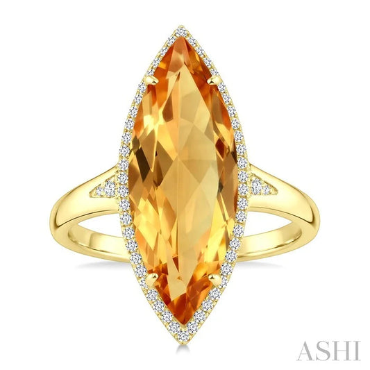 Evoque Gemstone Marquise Shape & Halo Diamond Ring