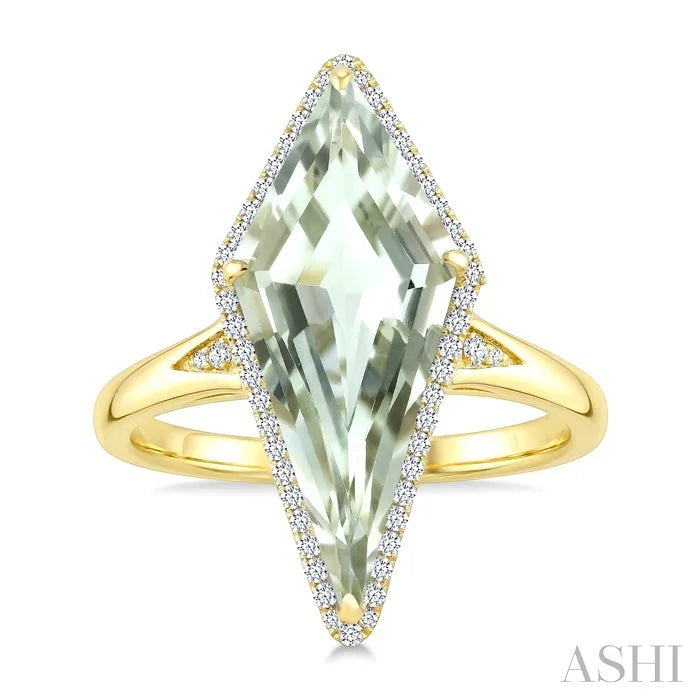 Evoque Gemstone Kite Shape & Halo Diamond Ring