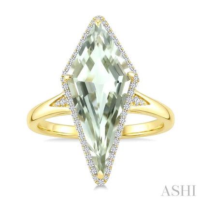 Evoque Gemstone Kite Shape & Halo Diamond Ring