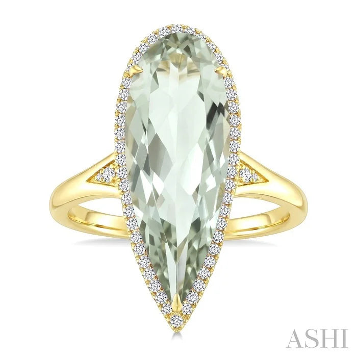 Evoque Gemstone Pear Shape & Halo Diamond Ring