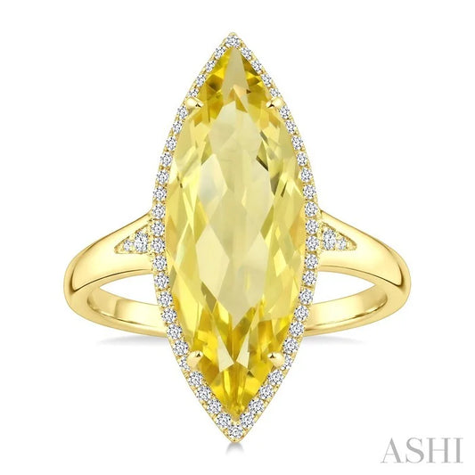 Evoque Gemstone Marquise Shape & Halo Diamond Ring