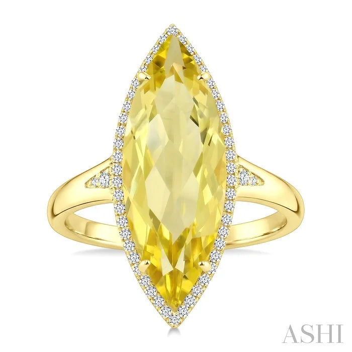 Evoque Gemstone Marquise Shape & Halo Diamond Ring