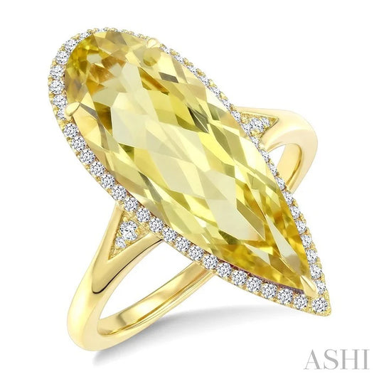 Evoque Gemstone Pear Shape & Halo Diamond Ring