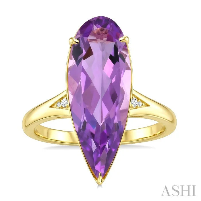 Evoque Gemstone Pear Shape & Diamond Ring