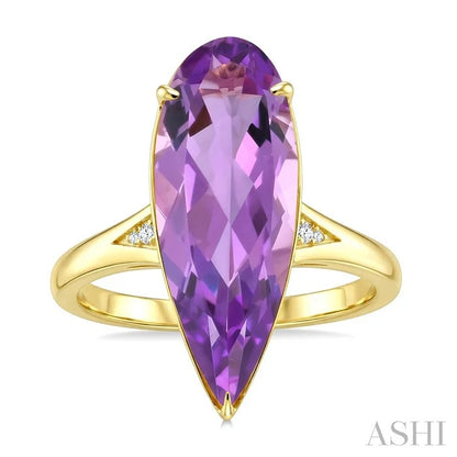 Evoque Gemstone Pear Shape & Diamond Ring