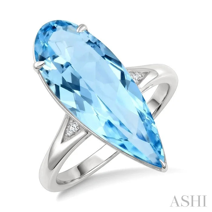 Evoque Gemstone Pear Shape & Diamond Ring