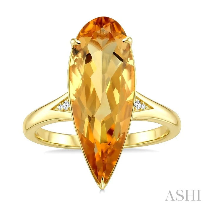 Evoque Gemstone Pear Shape & Diamond Ring