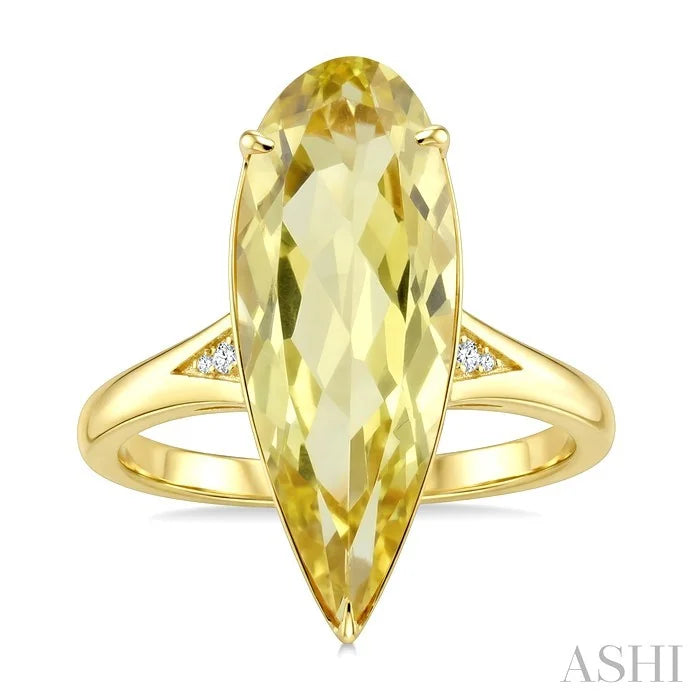 Evoque Gemstone Pear Shape & Diamond Ring
