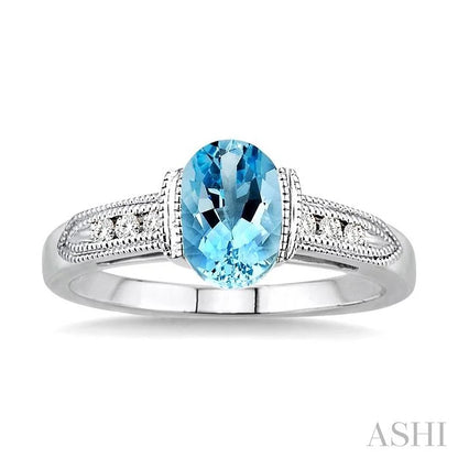 Oval Shape Gemstone & Diamond Ring