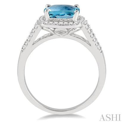 Cushion Shape Gemstone & Halo Diamond Ring